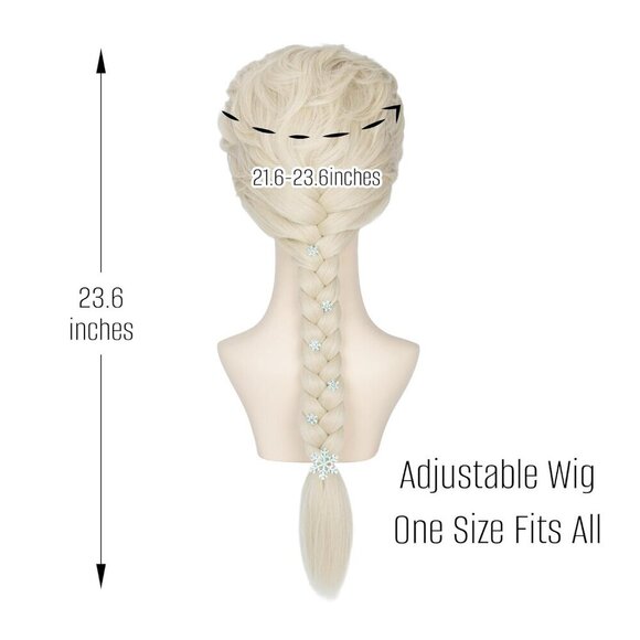 Women Blonde Braided Wig with Snowflake Hairpin Cosplay Costume Accessory main image 6